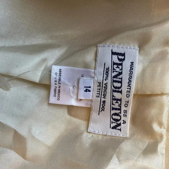 Pendleton Suit Blazer Jacket 100% Wool 1 Button Beige Women Size 14 Pockets - Picture 4 of 8